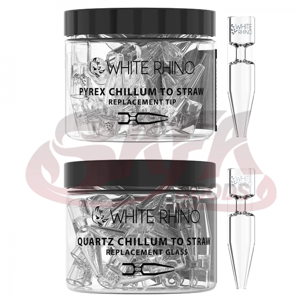 White Rhino Chillum To Straw Replacement Tips [25CT] Jar